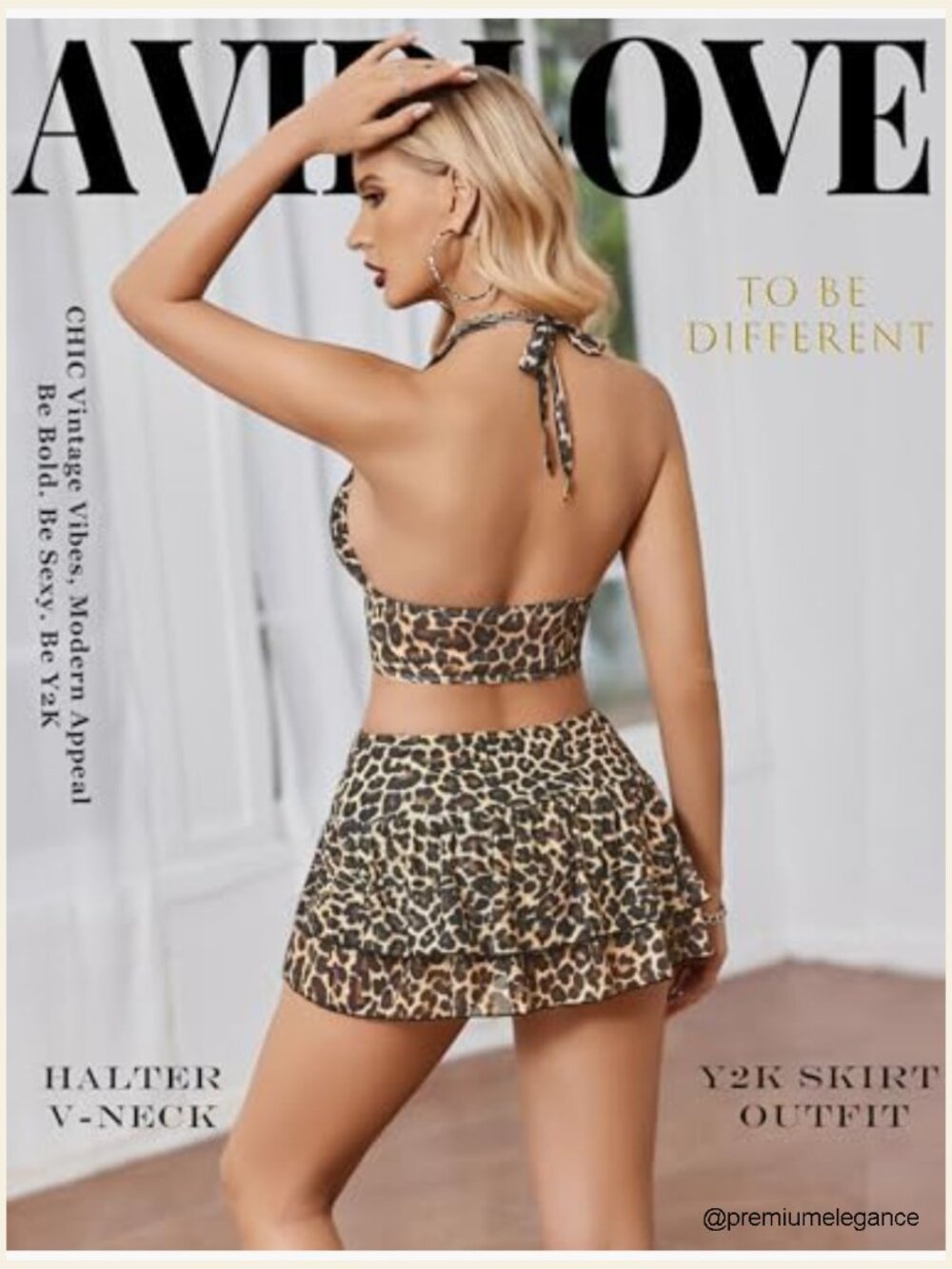 Y2K Mesh Halter Crop Top & Ruffle Mini Skirt Set Nightclub Festival Outfit - Picture 2 of 7